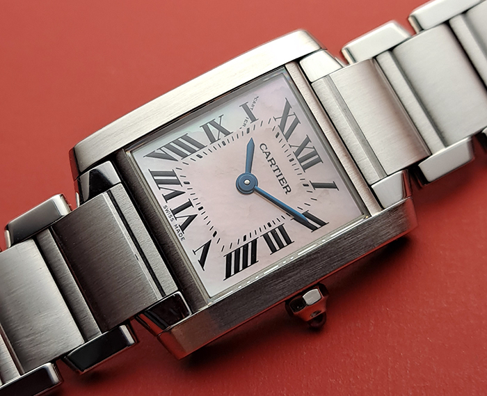 Ladies' Cartier Tank Francaise Pink Mother Of Pearl Quartz Ref. W51028Q3